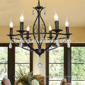 Italian Cast Iron Candle Black Chandelier Crystal Lamp for Restaurant